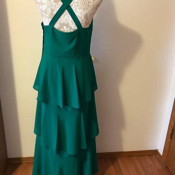 Belle Badgley Mischka Green Ruffle Sachs Dress - Picture 4 of 8